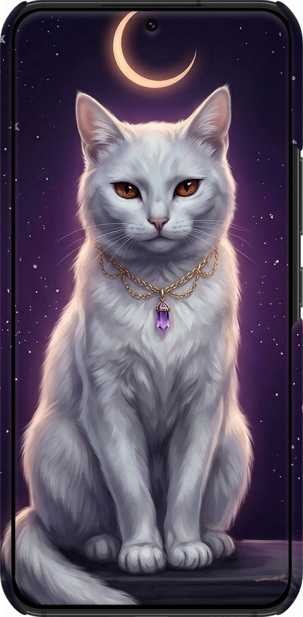 3D пластиковий матовий чехол Mystic White Cat Gothic Dark Purple Gold для Samsung Galaxy S22 - 6805m-2494 изображение 