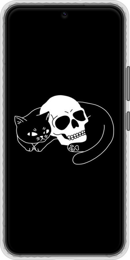 Чехол Bumper чехол С изображением кота и черепа для Samsung Galaxy S22 - 6491pc-2494 изображение 