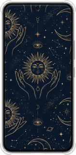 Силикон с усиленными углами чехол Celestial Harmony: Sun & Moon Gold Mystic Pattern для Samsung Galaxy S22 - 6778sp-2494 изображение 