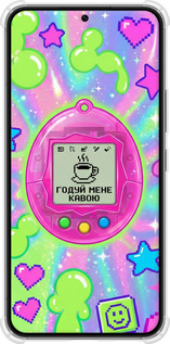 Силикон с усиленными углами чехол Y2K Aesthetic Retro Pet: Годуй мене кавою для Samsung Galaxy S22 - 6784sp-2494 изображение 