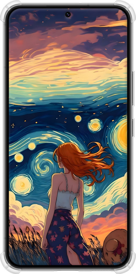 Силикон с усиленными углами чехол Девушка Арт для Samsung Galaxy S22 - 6325sp-2494 изображение 