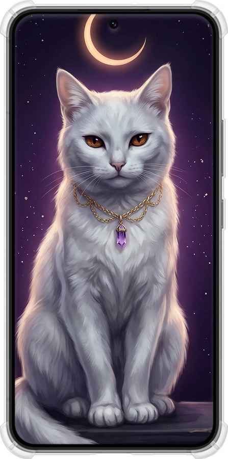 Силикон с усиленными углами чехол Mystic White Cat Gothic Dark Purple Gold для Samsung Galaxy S22 - 6805sp-2494 изображение 