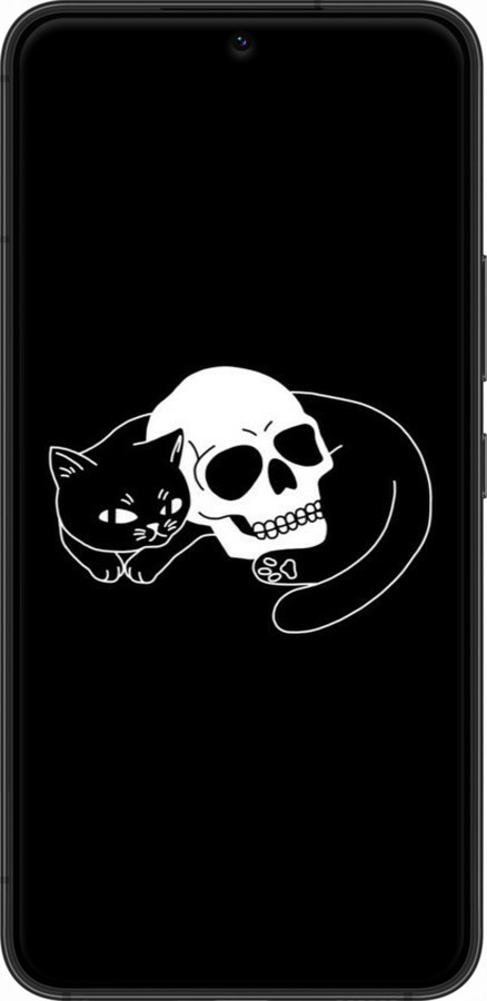 Силіконовий чехол Із зображенням кота та черепа для Samsung Galaxy S22 - 6491u-2494 изображение 