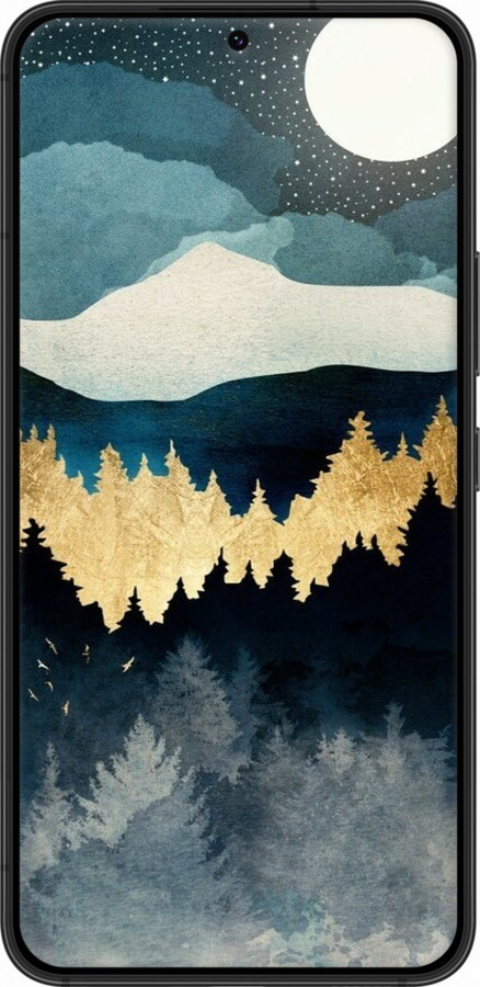 Силиконовый чехол Ночной пейзаж с лесом и горами для Samsung Galaxy S22 - 6493u-2494 изображение 