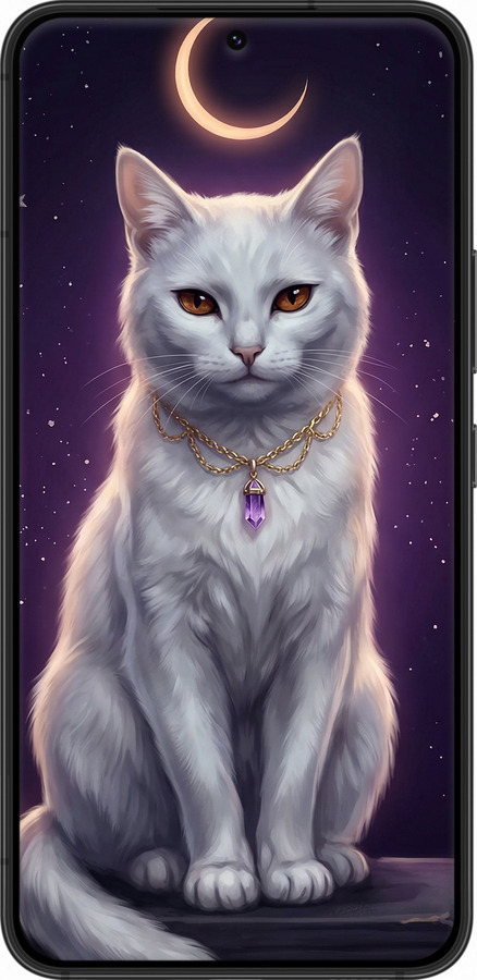 Силіконовий чехол Mystic White Cat Gothic Dark Purple Gold для Samsung Galaxy S22 - 6805u-2494 изображение 