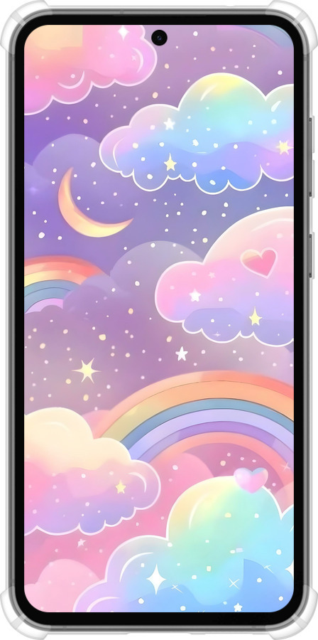 Силикон с усиленными углами чехол Облака и радуга для Samsung Galaxy S23 FE - 6312sp-3136 изображение 