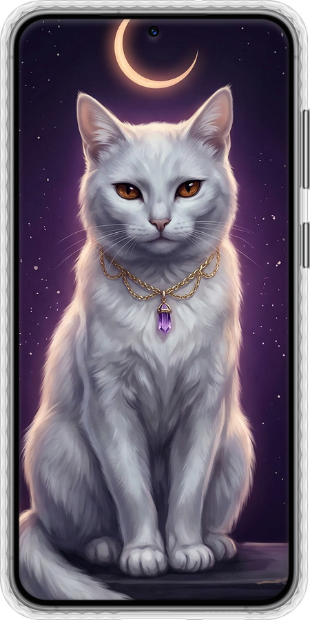 Чехол Bumper чехол Mystic White Cat Gothic Dark Purple Gold для Samsung Galaxy S23 Plus - 6805pc-2905 изображение 