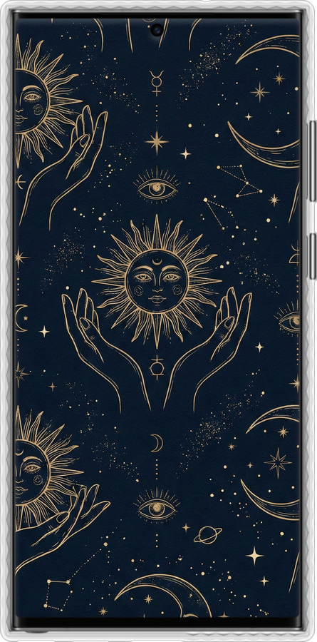 Чохол Bumper чехол Celestial Harmony: Sun & Moon Gold Mystic Pattern для Samsung Galaxy S23 Ultra - 6778pc-2906 изображение 