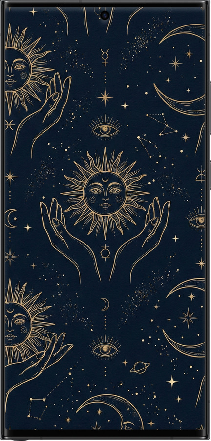 Силиконовый чехол Celestial Harmony: Sun & Moon Gold Mystic Pattern для Samsung Galaxy S23 Ultra - 6778u-2906 изображение 