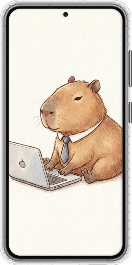 Чохол Bumper чехол Funny Capybara CEO Working для Samsung Galaxy S23 - 6777pc-2907 изображение 