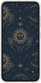 Силикон с усиленными углами чехол Celestial Harmony: Sun & Moon Gold Mystic Pattern для Samsung Galaxy S23 - 6778sp-2907 изображение 