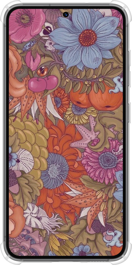 Силикон с усиленными углами чехол Абстрактные цветы для Samsung Galaxy S23 - 6526sp-2907 изображение 