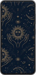 Силиконовый чехол Celestial Harmony: Sun & Moon Gold Mystic Pattern для Samsung Galaxy S23 - 6778u-2907 изображение 