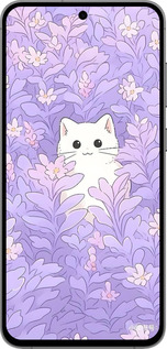TPU чехол Котик в цветах для Samsung Galaxy S24 FE - 6390b-3772 изображение 
