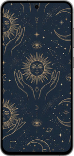 Силиконовый чехол Celestial Harmony: Sun & Moon Gold Mystic Pattern для Samsung Galaxy S24 FE - 6778u-3772 изображение 