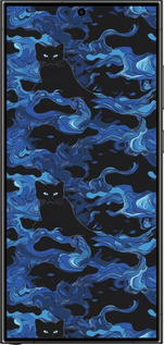 TPU чехол Абстрактный узор черных котов на синем фоне для Samsung Galaxy S24 Ultra - 6525b-3389 изображение 