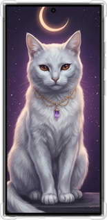 Силикон с усиленными углами чехол Mystic White Cat Gothic Dark Purple Gold для Samsung Galaxy S24 Ultra - 6805sp-3389 изображение 