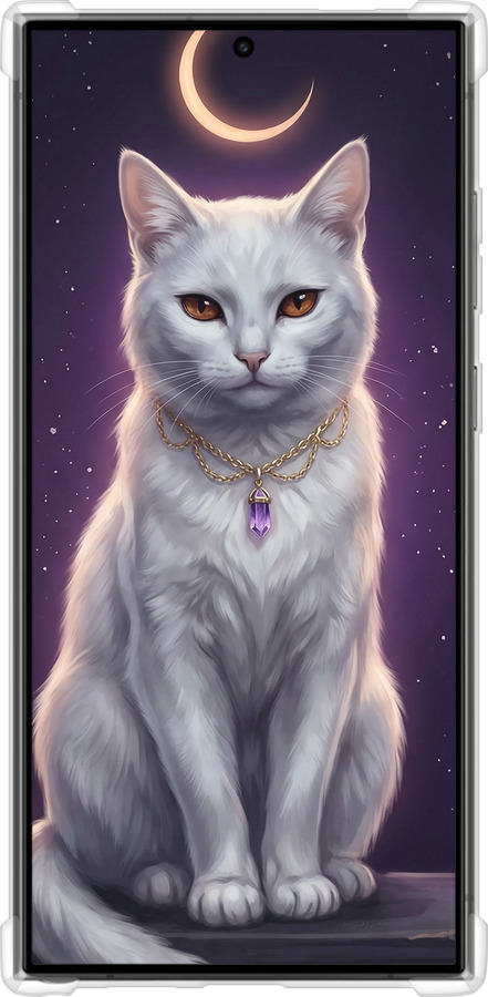 Силикон с усиленными углами чехол Mystic White Cat Gothic Dark Purple Gold для Samsung Galaxy S24 Ultra - 6805sp-3389 изображение 