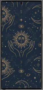 Силіконовий чехол Celestial Harmony: Sun & Moon Gold Mystic Pattern для Samsung Galaxy S24 Ultra - 6778u-3389 изображение 