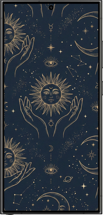 Силіконовий чехол Celestial Harmony: Sun & Moon Gold Mystic Pattern для Samsung Galaxy S24 Ultra - 6778u-3389 изображение 