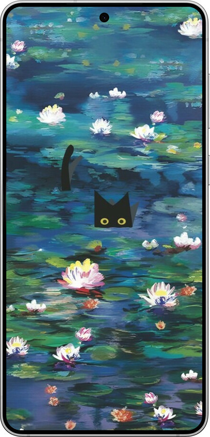 Силиконовый чехол Чехол с изображением водяных лилий Моне и кошек для Samsung Galaxy S25 Edge - 6399u-3923 изображение 