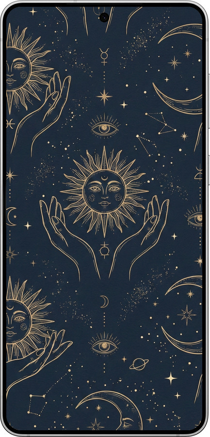 Силіконовий чехол Celestial Harmony: Sun & Moon Gold Mystic Pattern для Samsung Galaxy S25 Edge - 6778u-3923 изображение 