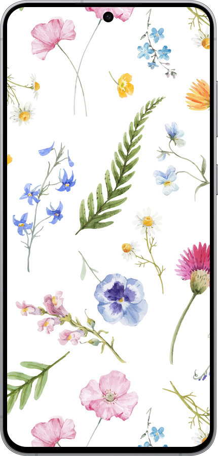 Силиконовый чехол Цветочный фон v2 для Samsung Galaxy S25 FE - 5472u-4094 изображение 