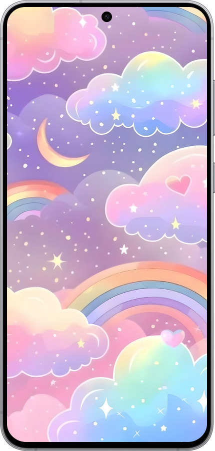 Силиконовый чехол Облака и радуга для Samsung Galaxy S25 FE - 6312u-4094 изображение 