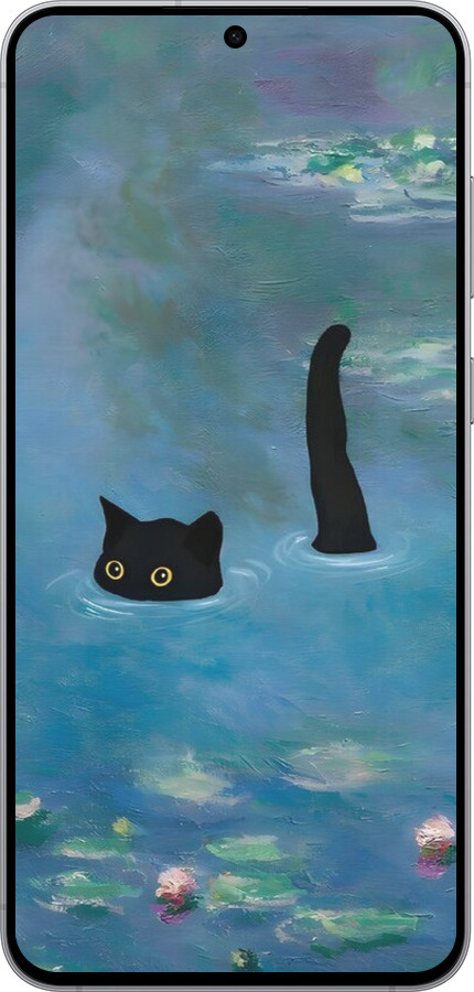 Силіконовий чехол Із зображенням кота та водяної лілії Monet для Samsung Galaxy S25 FE - 6519u-4094 изображение 