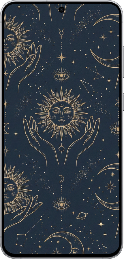 Силиконовый чехол Celestial Harmony: Sun & Moon Gold Mystic Pattern для Samsung Galaxy S25 FE - 6778u-4094 изображение 