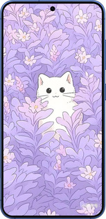 Силиконовый чехол Котик в цветах для Samsung Galaxy S25 Plus - 6390u-3826 изображение 