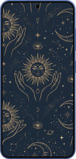 Силиконовый чехол Celestial Harmony: Sun & Moon Gold Mystic Pattern для Samsung Galaxy S25 Plus - 6778u-3826 изображение 