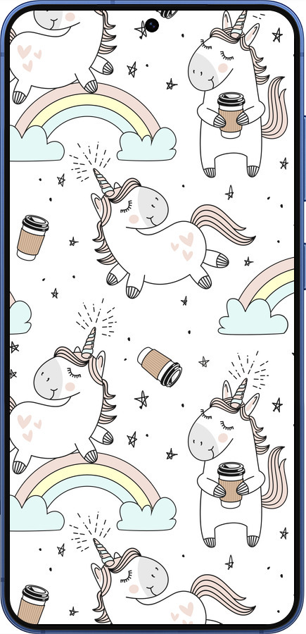 Силиконовый чехол Единорог и кофе для Samsung Galaxy S25 Plus - 4661u-3826 изображение 