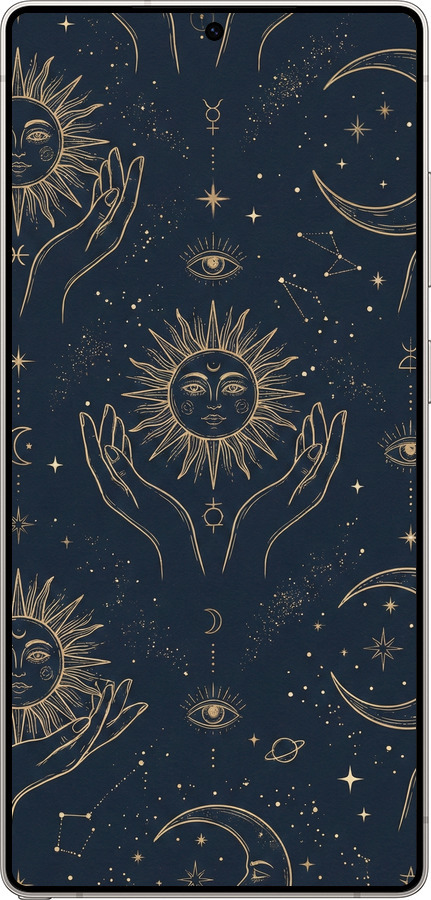 Силиконовый чехол Celestial Harmony: Sun & Moon Gold Mystic Pattern для Samsung Galaxy S25 Ultra - 6778u-3805 изображение 