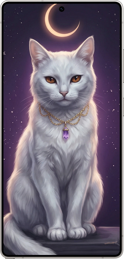 Силіконовий чехол Mystic White Cat Gothic Dark Purple Gold для Samsung Galaxy S25 Ultra - 6805u-3805 изображение 