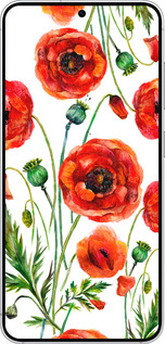 Силиконовый чехол Нарисованные маки для Samsung Galaxy S25 - 4278u-3804 изображение 