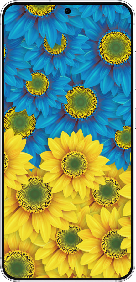 Силиконовый чехол Жёлто-голубые цветы для Samsung Galaxy S25 - 1048u-3804 изображение 