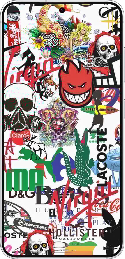 Силиконовый чехол Many different logos для Samsung Galaxy S25 - 4022u-3804 изображение 