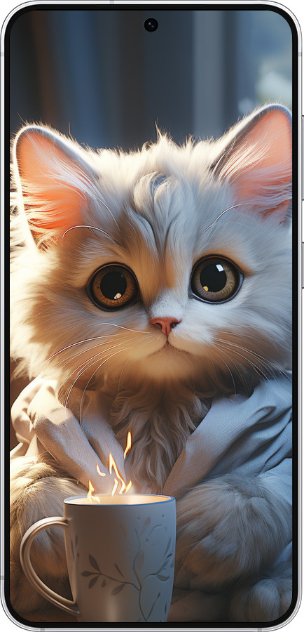 Силиконовый чехол White cat для Samsung Galaxy S25 - 5646u-3804 изображение 
