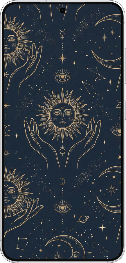 Силіконовий чехол Celestial Harmony: Sun & Moon Gold Mystic Pattern для Samsung Galaxy S25 - 6778u-3804 изображение 