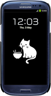 3D пластиковый глянцевый чехол С милым котом на черном фоне для Samsung Galaxy S3 i9300 - 6528c-11 изображение 