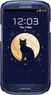 3D пластиковый глянцевый чехол Cute Cat Celestial/Witchy для Samsung Galaxy S3 Duos I9300i - 6787c-50 изображение 