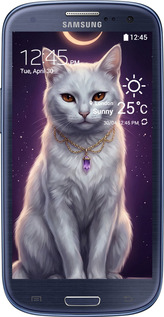 2D пластиковый чехол Mystic White Cat Gothic Dark Purple Gold для Samsung Galaxy S3 Duos I9300i - 6805t-50 изображение 