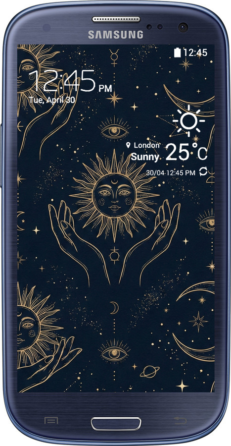 2D пластиковый чехол Celestial Harmony: Sun & Moon Gold Mystic Pattern для Samsung Galaxy S3 Duos I9300i - 6778t-50 изображение 