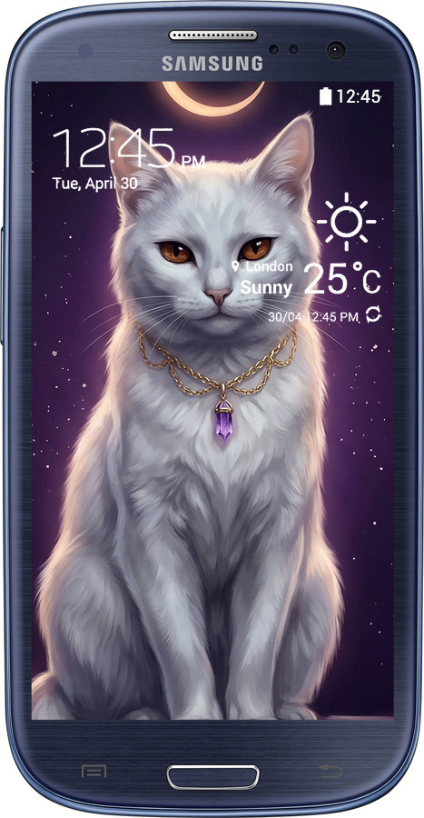 2D пластиковый чехол Mystic White Cat Gothic Dark Purple Gold для Samsung Galaxy S3 Duos I9300i - 6805t-50 изображение 