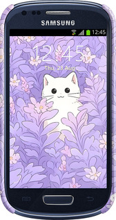 3D пластиковый матовый чехол Котик в цветах для Samsung Galaxy S3 mini - 6390m-31 изображение 