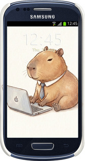 3D пластиковый глянцевый чехол Funny Capybara CEO Working для Samsung Galaxy S3 mini - 6777c-31 изображение 
