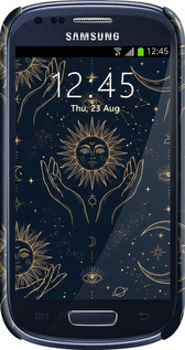 3D пластиковый матовый чехол Celestial Harmony: Sun & Moon Gold Mystic Pattern для Samsung Galaxy S3 mini - 6778m-31 изображение 