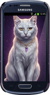 3D пластиковий глянцевий чехол Mystic White Cat Gothic Dark Purple Gold для Samsung Galaxy S3 mini - 6805c-31 изображение 