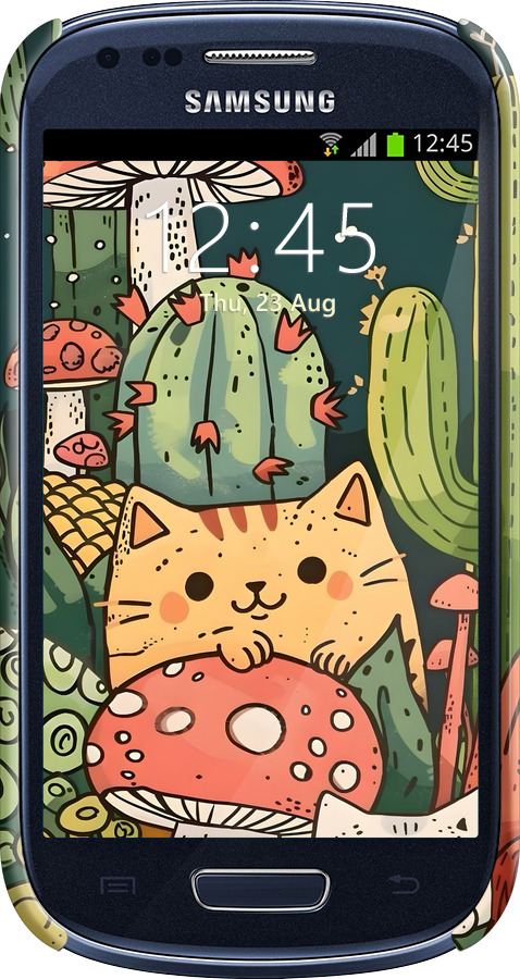 3D пластиковый глянцевый чехол Коты грибы для Samsung Galaxy S3 mini - 6321c-31 изображение 